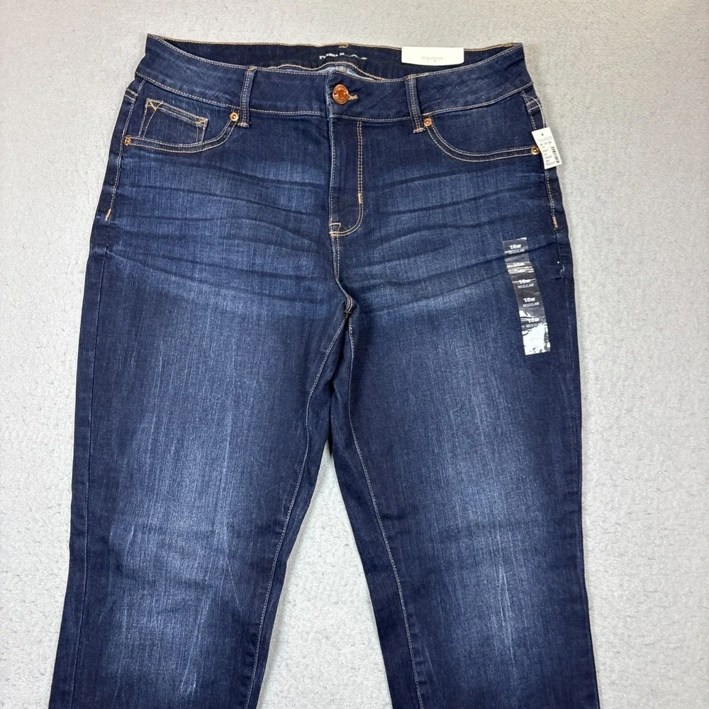 Maurices Mid Rise Denim Flex Legging Jeans Womens 16W Regular Whiskering NWT